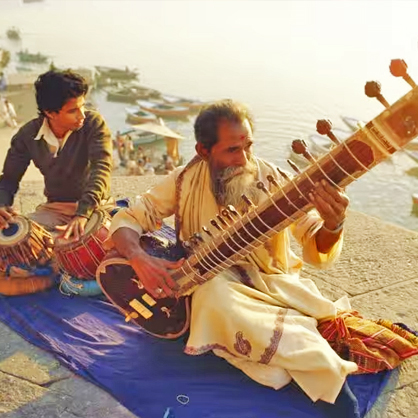 Local musician playing sitar